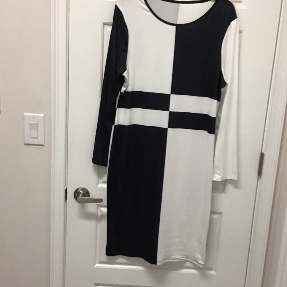 Black and White Colorblock Dress